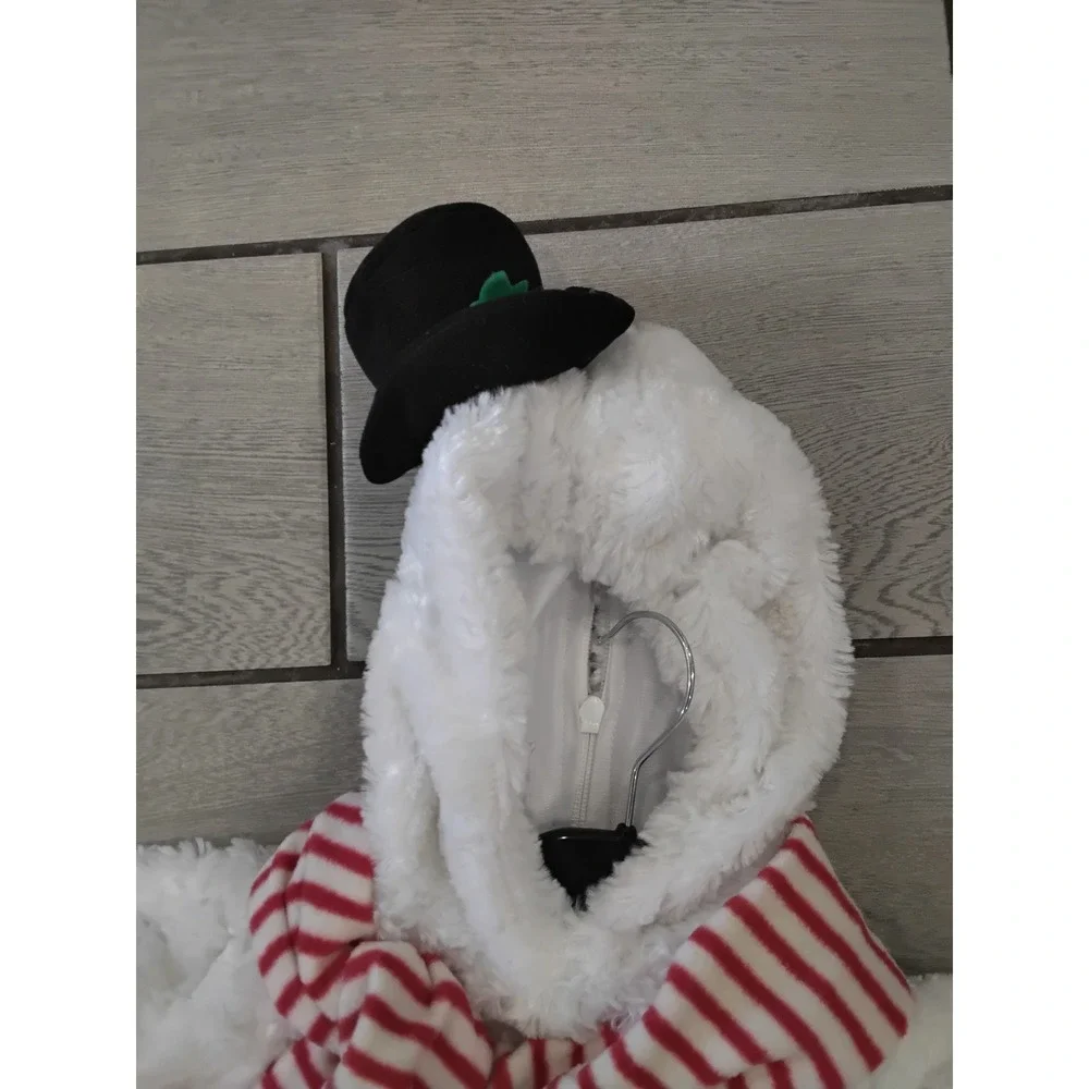 Miniwear Baby Snowman Costume Plush Faux Fur Hooded 0-9 Months White Red
